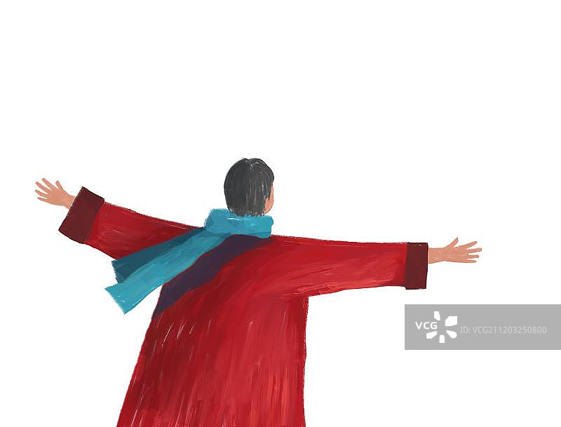 张开双臂的父亲背影图片素材