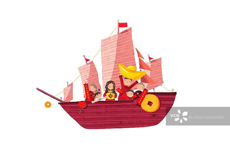 满载幸福和财富的一家人图片素材