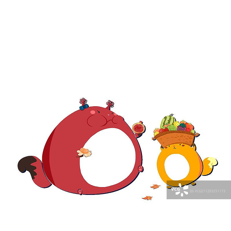 一起吃水果的松鼠图片素材