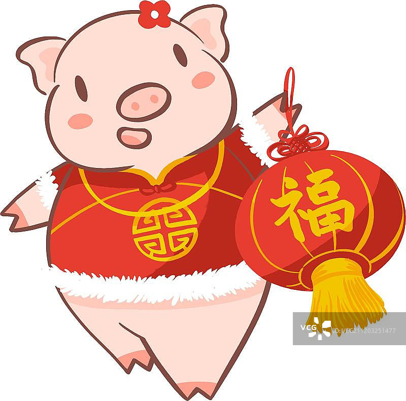 拿着灯笼的猪宝宝图片素材