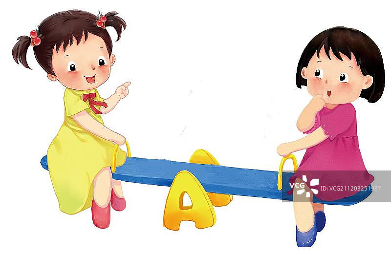 小朋友玩跷跷板图片素材