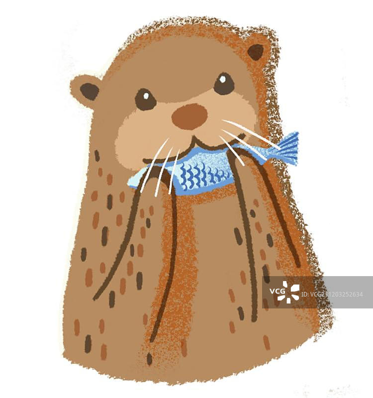水獭装饰插画元素图片素材