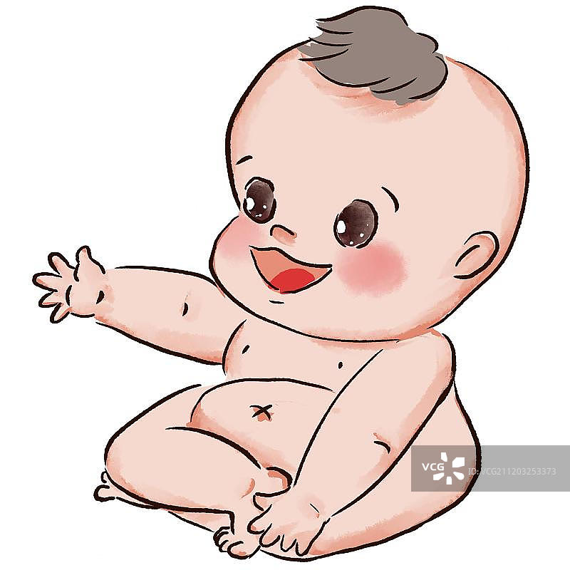 伸右手的小宝宝图片素材