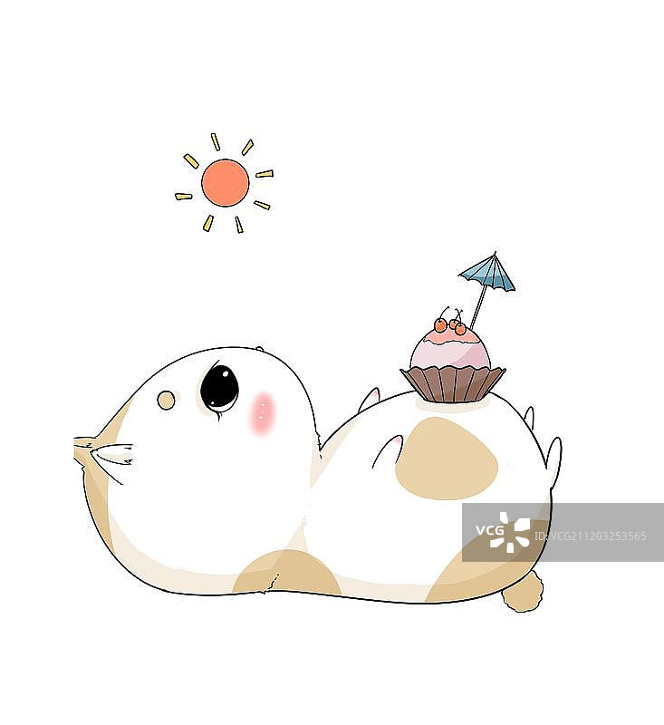 可爱的晒太阳仓鼠PNG图片素材