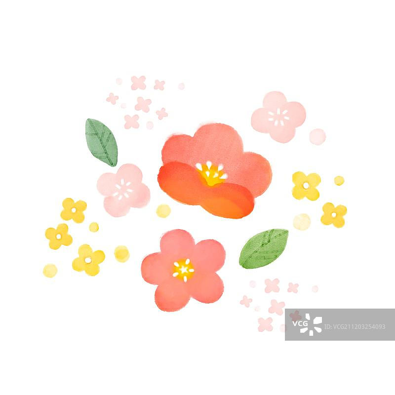 水彩漂浮花朵图片素材