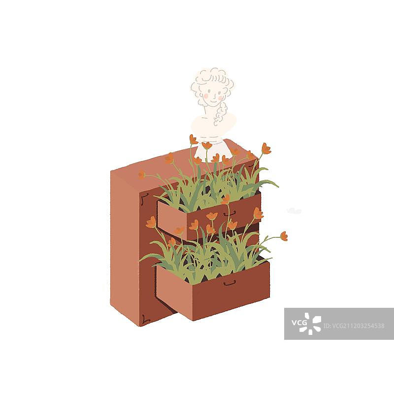 抽屉柜子开出花来来图片素材