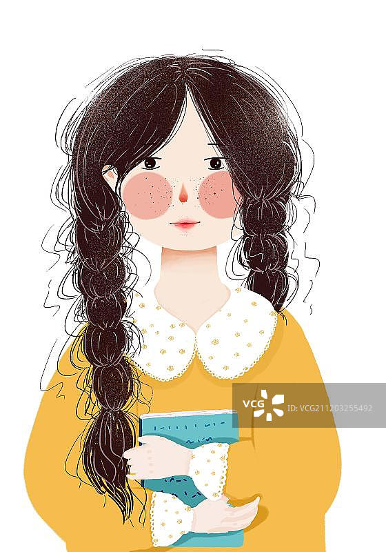 梳长辨子的女孩图片素材