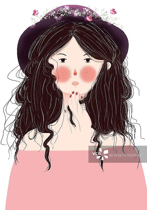 害羞的女孩图片素材