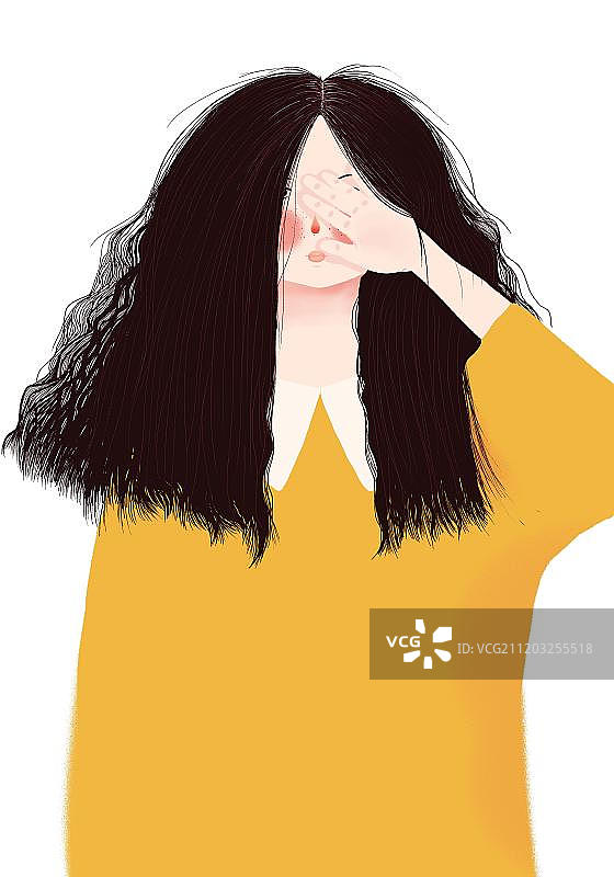 揉眼睛的女孩图片素材