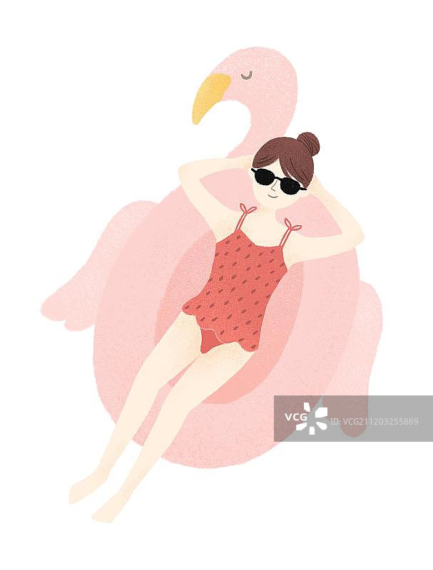 穿泳衣晒太阳的女孩图片素材