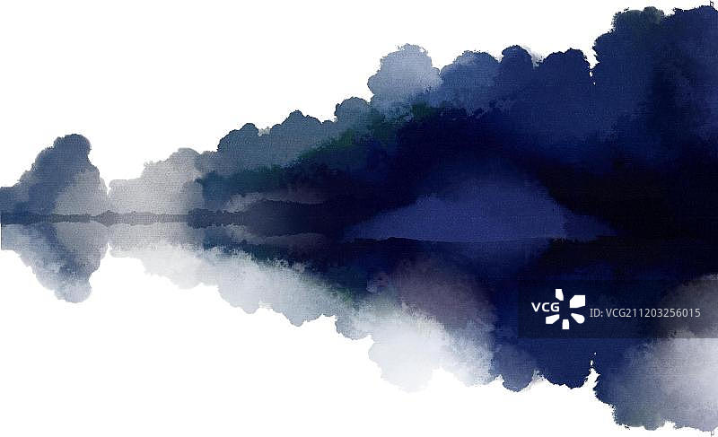 中国水彩风远山图片素材