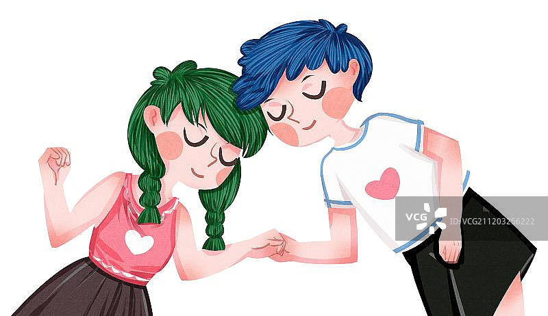 小清新风格男女朋友相拥图片素材