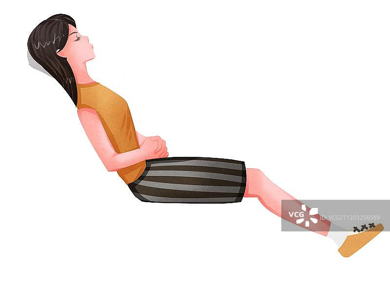 小清新风格女性躺着图片素材