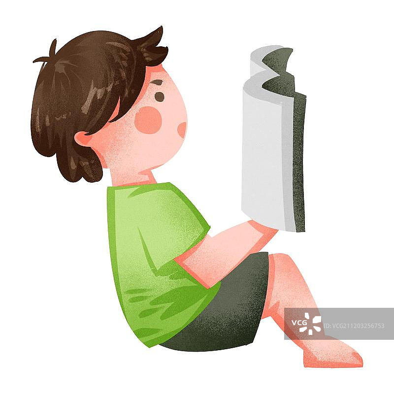 小清新风格男孩看书图片素材