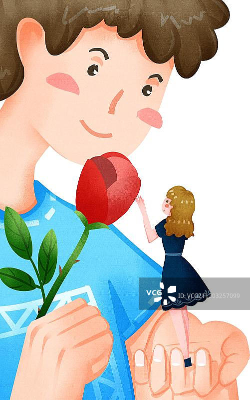 小清新风格情人节送花图片素材