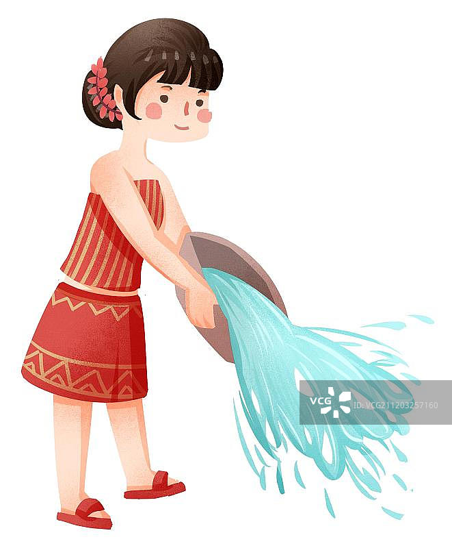 小清新风格泼水节女孩图片素材
