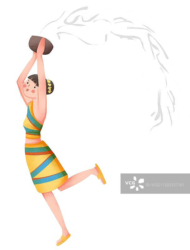 小清新风格泼水节女性图片素材