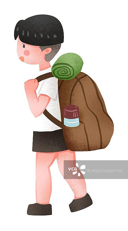 小清新风格男孩登山旅行图片素材
