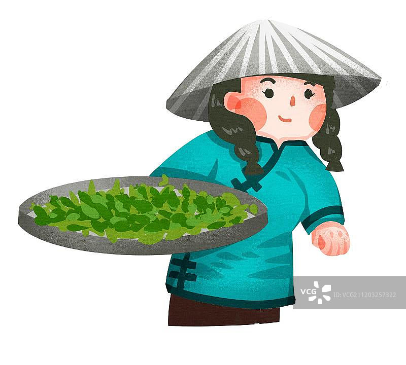 小清新女孩采茶图片素材