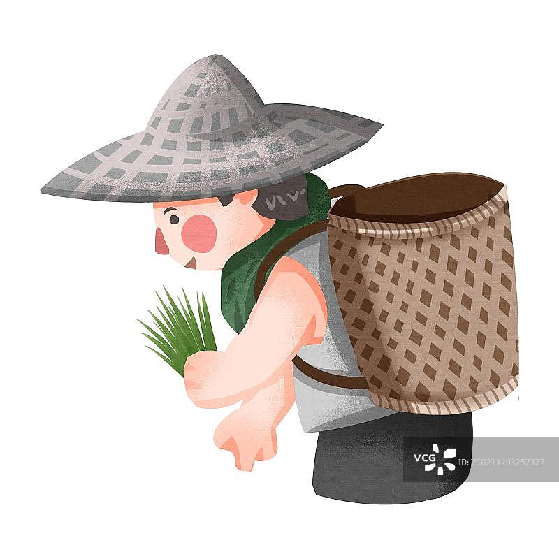 小清新风格农民插秧图片素材