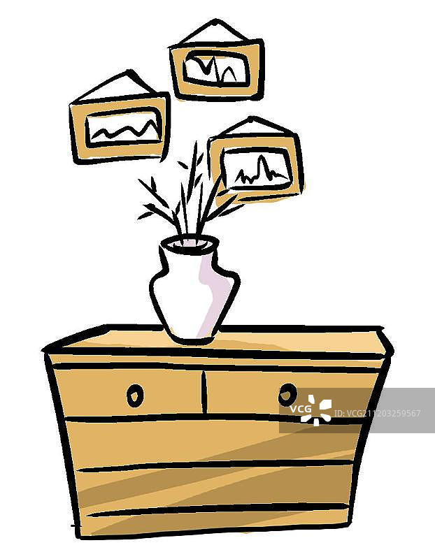 橱柜和花瓶图片素材