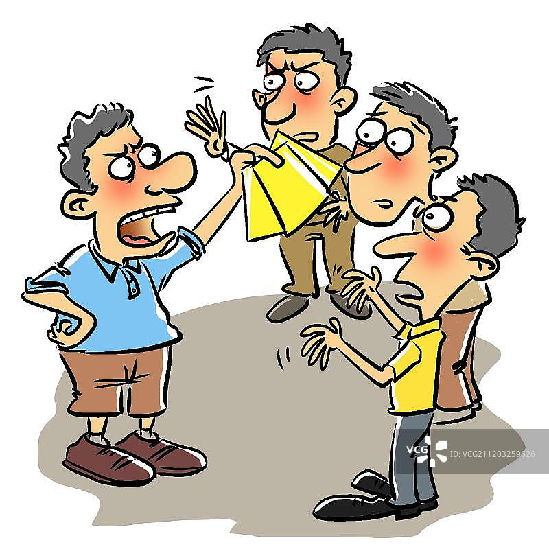 一个人对三个人的对话图片素材