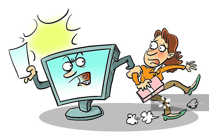 被电脑拉住的女人图片素材