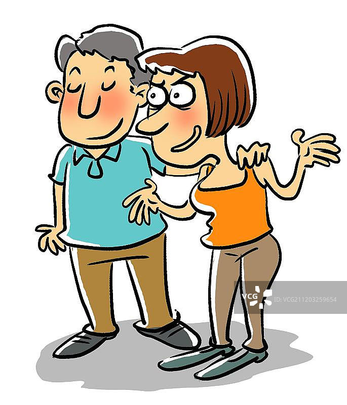 搭肩说话的一对男女图片素材