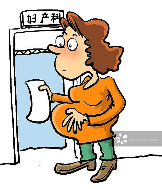 站在产检室等待检查的孕妇图片素材