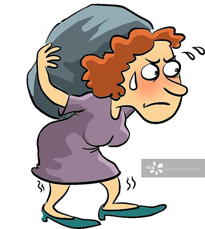 背着大石头的女人图片素材