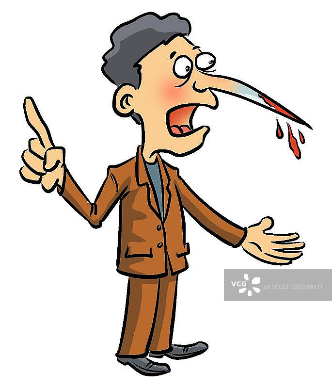 尖刀鼻的撒谎男人图片素材