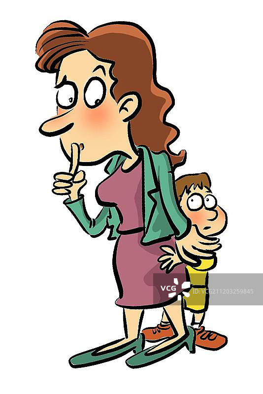 把孩子藏在背后的妈妈图片素材