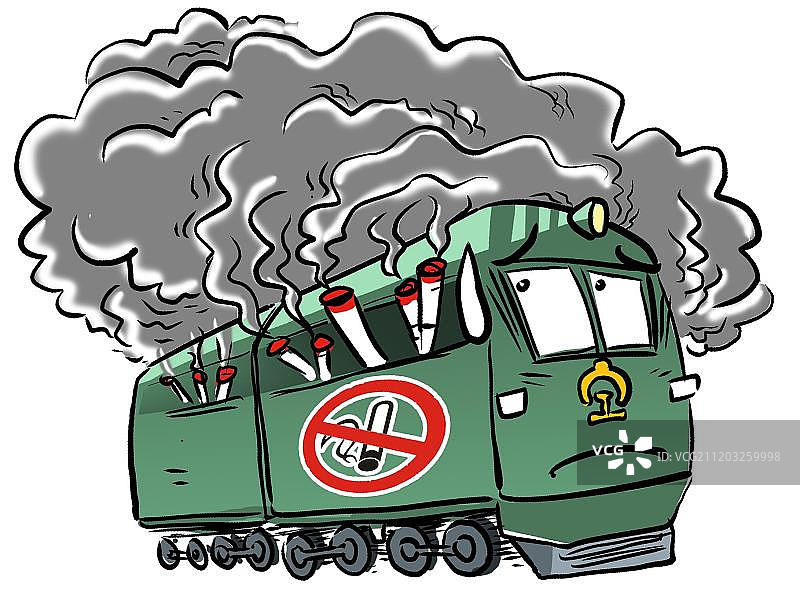 禁烟却被烟雾的充满的火车图片素材