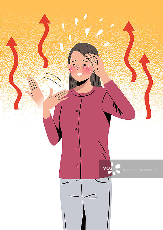 男性更年期、抑郁、老年、女性、母亲、激素、潮热、体温、出汗图片素材