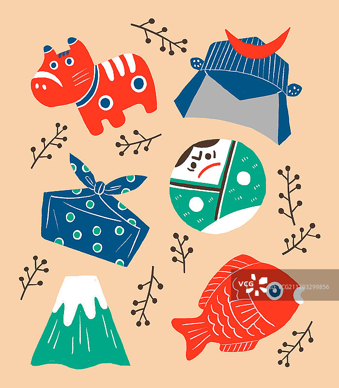 日本文化：金鱼与午餐便当图片素材