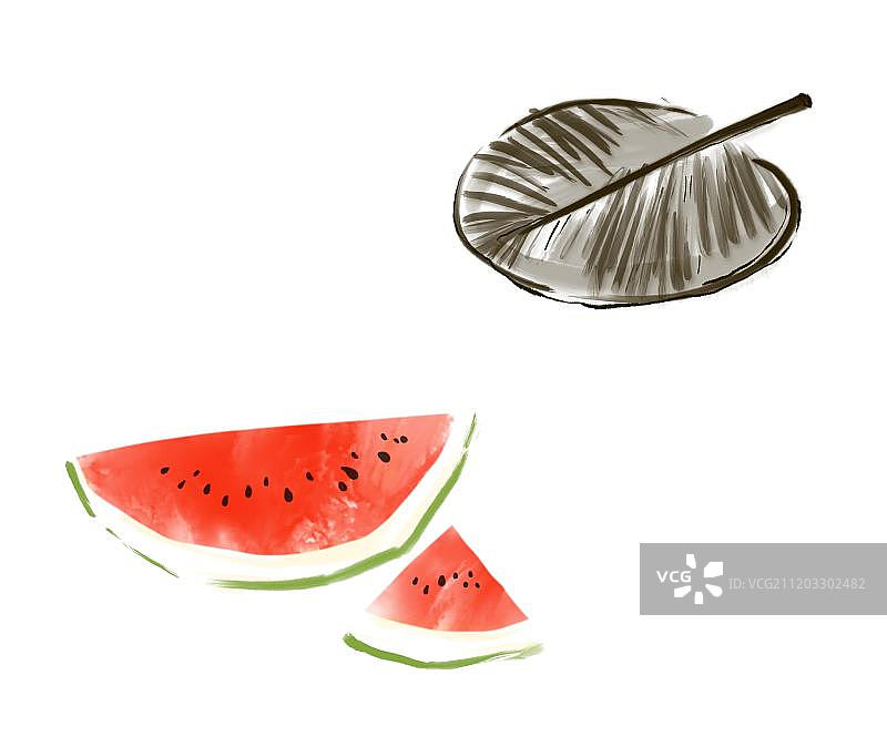 中国画水墨西瓜图片素材