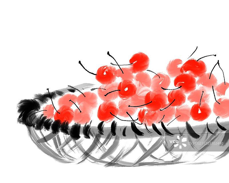 一盘子美味可口的樱桃图片素材