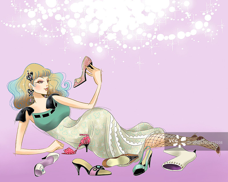 女人购物卡通插画图片素材