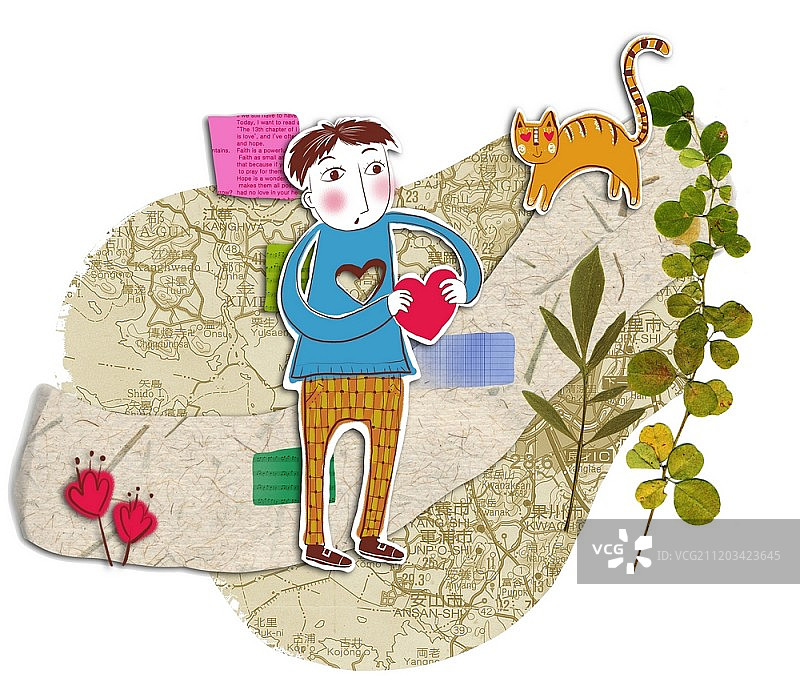 纸拼贴风格插画图片素材