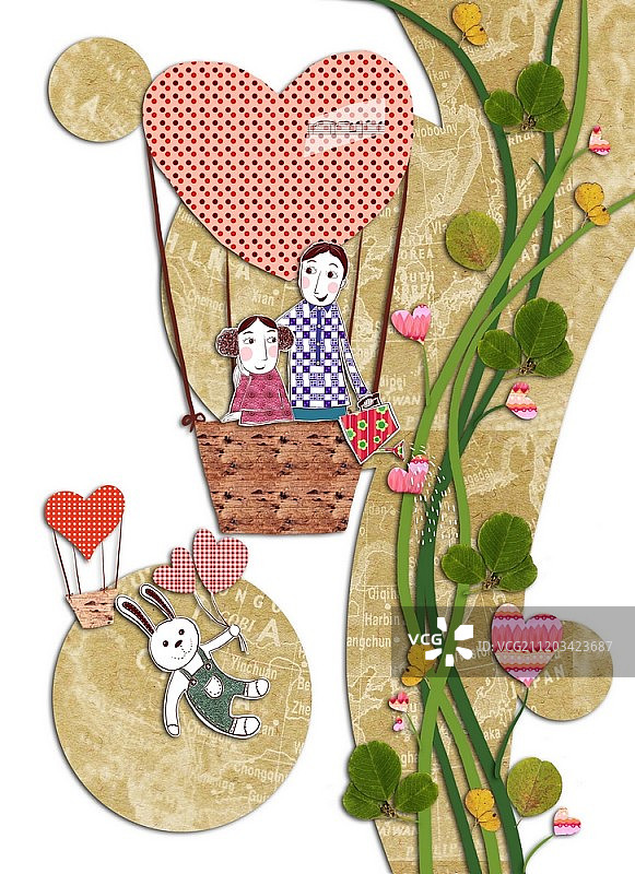 纸拼贴风格插画图片素材