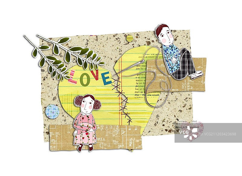 纸拼贴风格插画图片素材