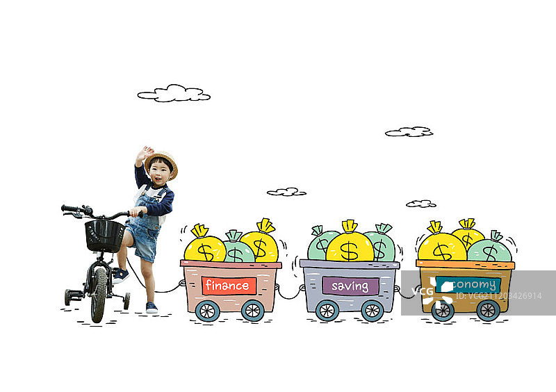 儿童与卡通插画合成图像图片素材