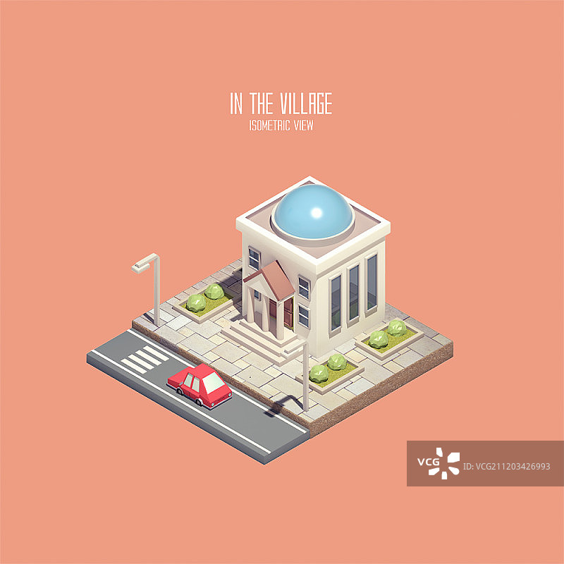 3D模型：2.5D建筑图片素材