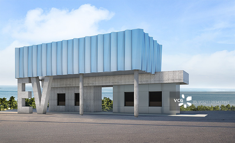 3D巴士站插画图片素材