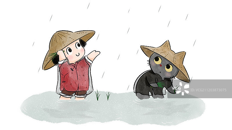 水墨水彩风格的谷雨节气图横版图片素材