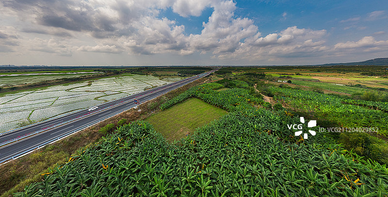 海南中线高速田园风光图片素材