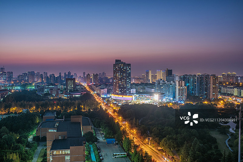 杭州市江干区下沙高教园区夜景图片素材