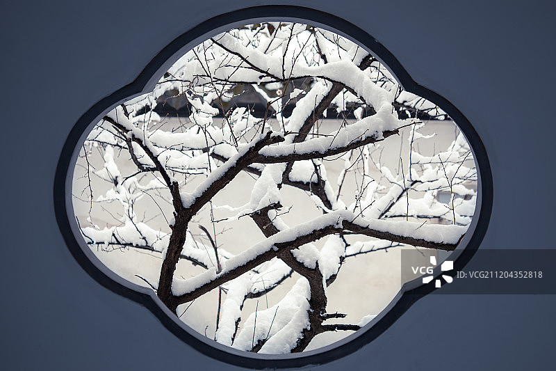 江苏南京园林雪景图片素材