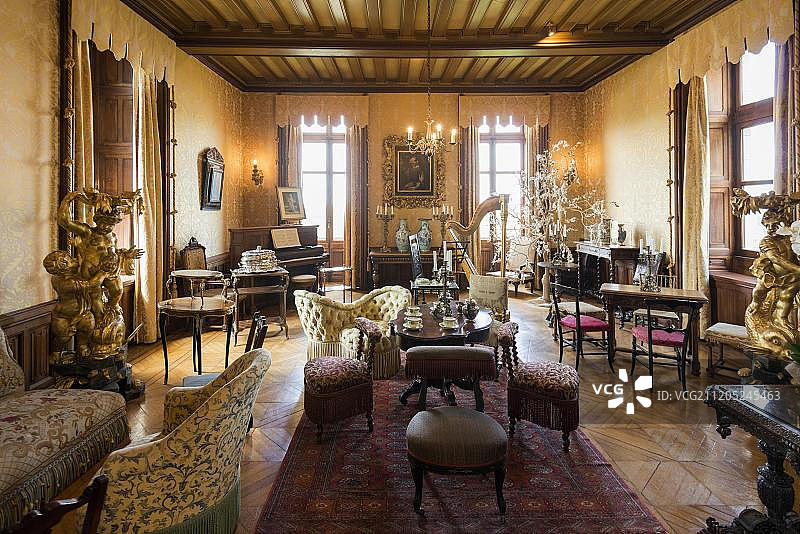 肖蒙城堡历史沙龙，法国卢瓦尔-谢尔省图片素材