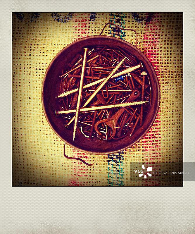 指甲盒，宝丽来效果（法国，欧洲）图片素材